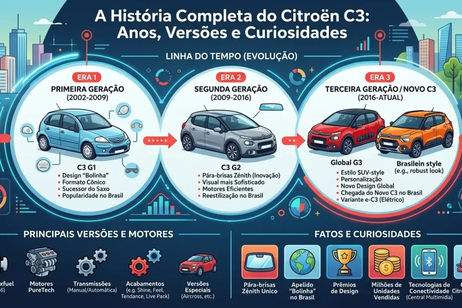 A História Completa do Citroën C3: Anos, Versões e Curiosidades