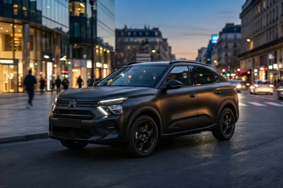 Citroën Basalt 2026 Dark Edition preto em ambiente urbano - SUV Coupé mais barato do Brasil.