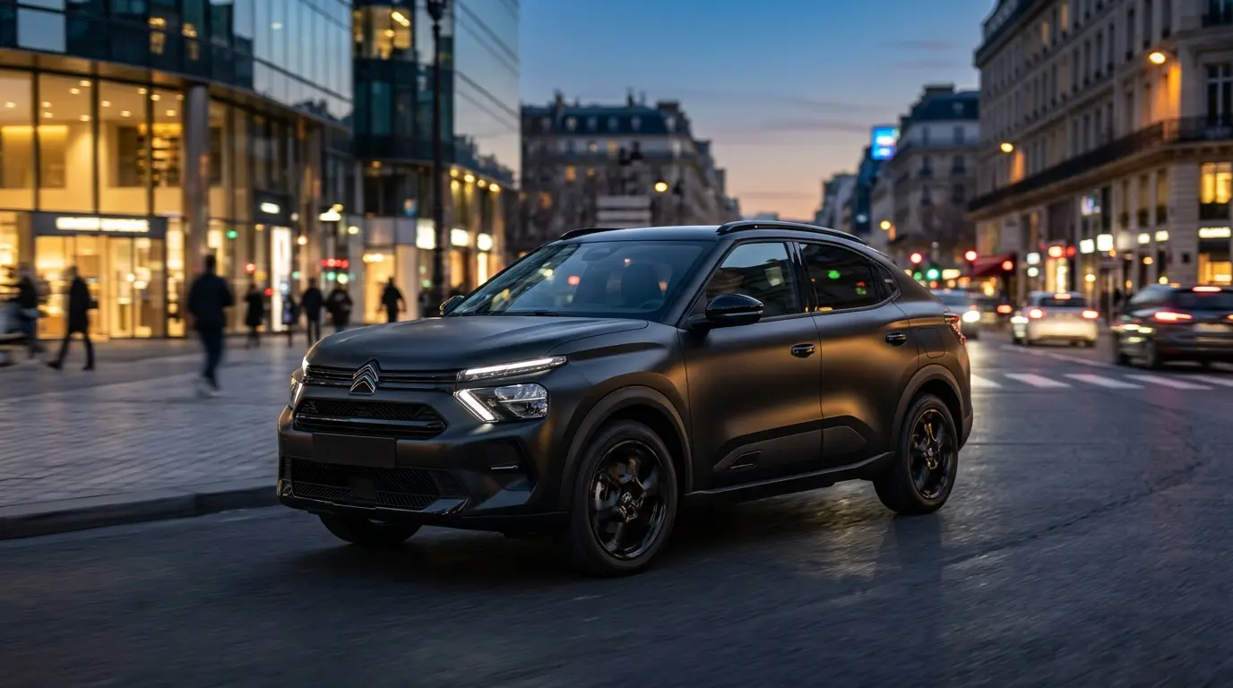Citroën Basalt 2026 Dark Edition preto em ambiente urbano - SUV Coupé mais barato do Brasil.